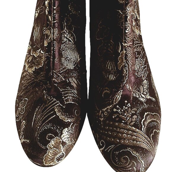 Ankle Boots, Size 10M Boot, Franco Sarto Black Gold Olympia Floral Ankle Boots - Picture 13 of 13